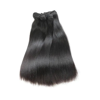 Black hair extensions on a white background