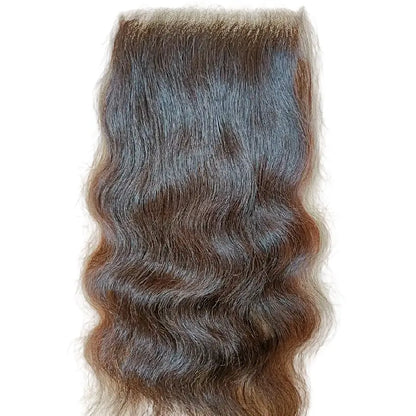 HD Lace Closure 4x4 Natural Wavy Texture Single Donor Raw Indian Hair