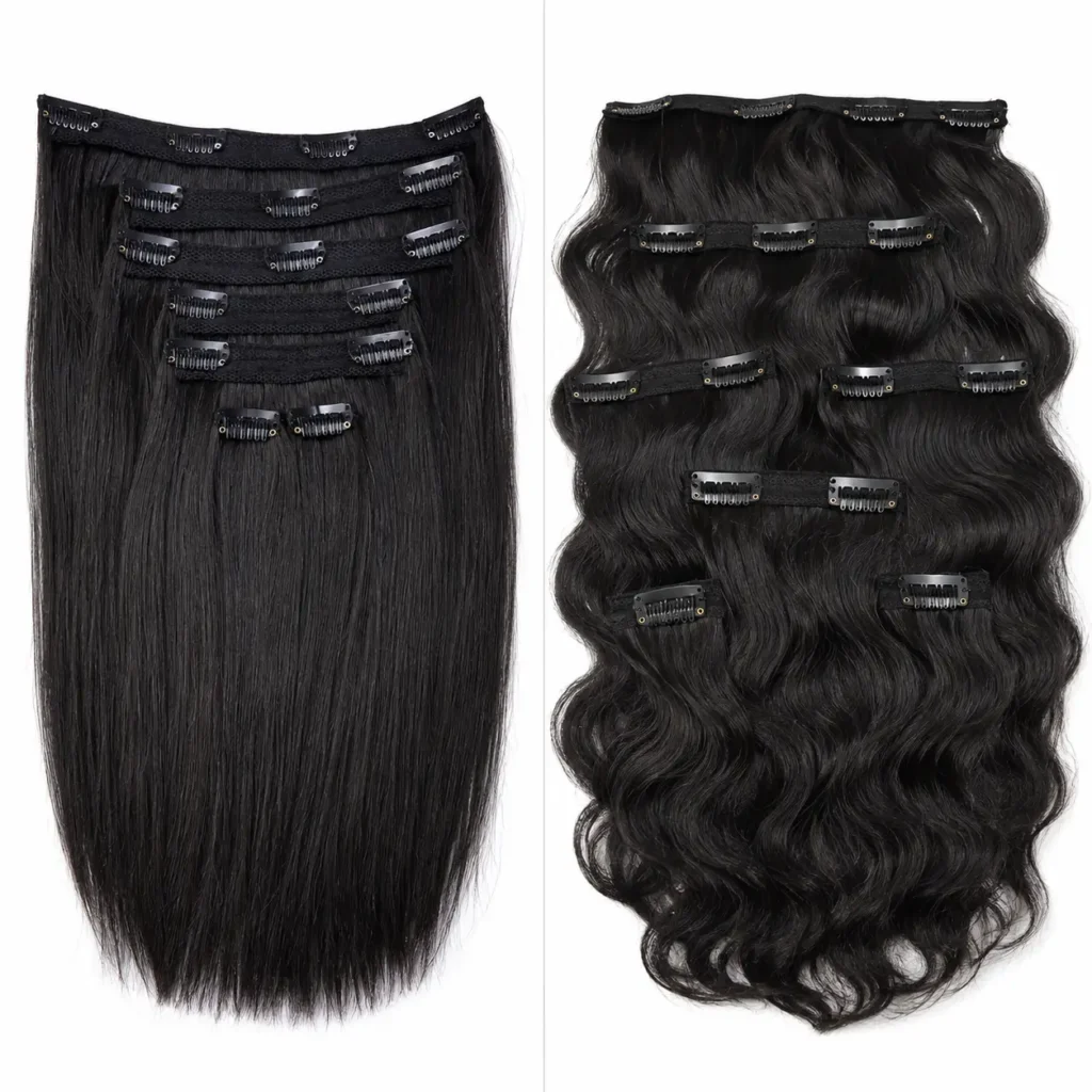 Raw Indian clip-in hair extensions